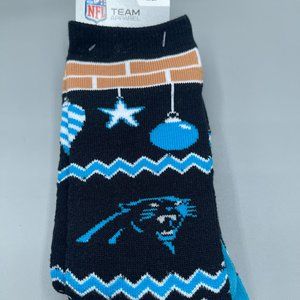 Carolina Panthers Ugle Sweater Holiday Socks New 1 Large Pair
